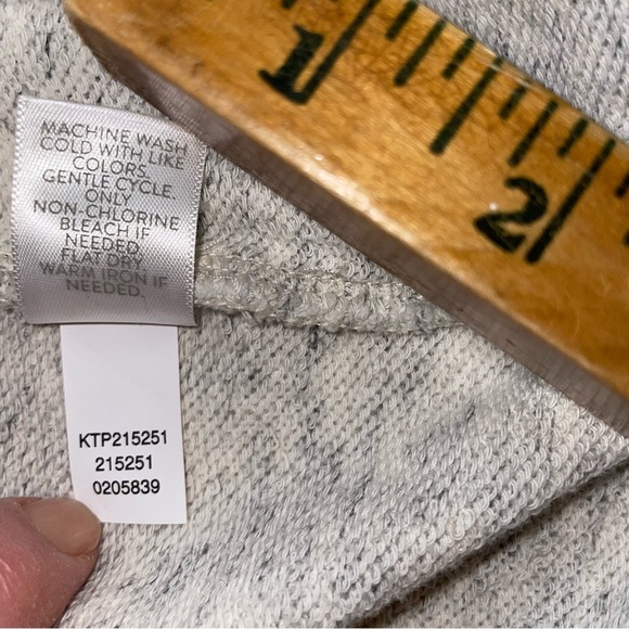 Purejill Mock Turtleneck Top Marled Gray 3/4 Cuffed Sleeves Side Pockets Size S - Picture 8 of 10